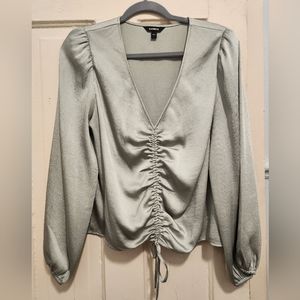 EUC express satin-y cinch top blouse